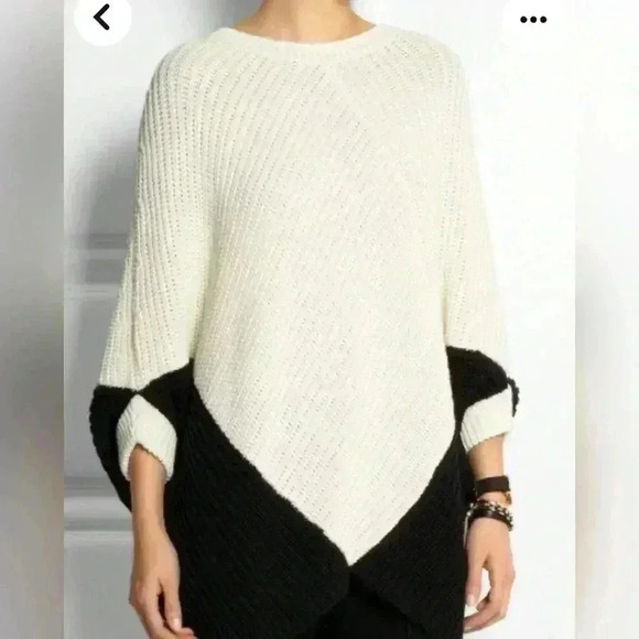Maje Cream/White Knitwear Poncho Sweater One Size - Picture 2 of 5